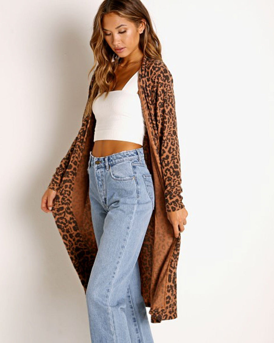 LNA Clothing XS "Dean" Leopard Cardigan