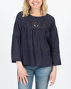 LOCAL Clothing Medium Navy Embroidered Blouse