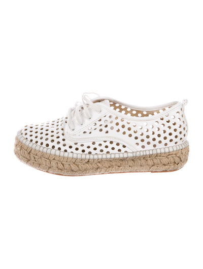 Loeffler Randall Shoes XS | US 5 White Perforated Leather Espadrille Sneakers