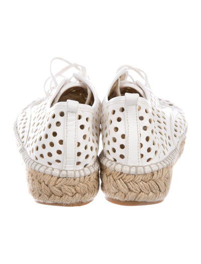Loeffler Randall Shoes XS | US 5 White Perforated Leather Espadrille Sneakers