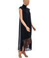 Louiza Babouryan Clothing Medium Turtleneck Silk Shift Maxi Dress