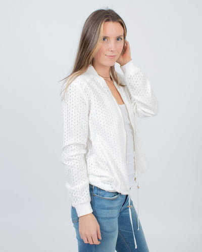 Love Stitch Clothing Small White Eyelet Jacket