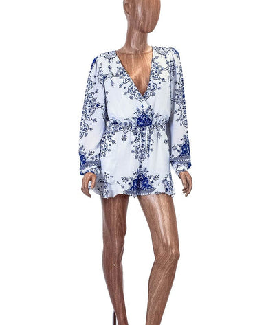Lovers + Friends Clothing Small Printed Long Sleeve Romper