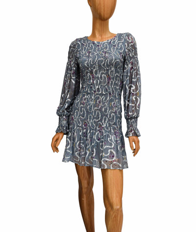 LoveShackFancy Clothing Small Metallic Ruched Mini Dress