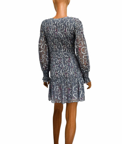 LoveShackFancy Clothing Small Metallic Ruched Mini Dress