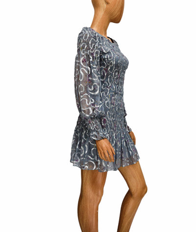 LoveShackFancy Clothing Small Metallic Ruched Mini Dress