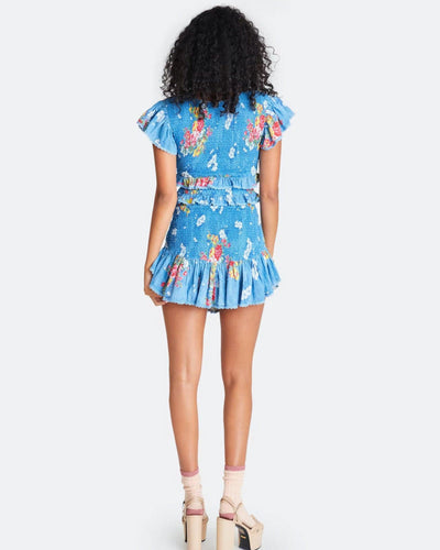 LoveShackFancy Clothing Small "Sonora" V-Neck Flutter Sleeve Mini Dress