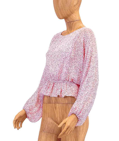 LoveShackFancy Clothing XS Silk Floral Peplum Blouse