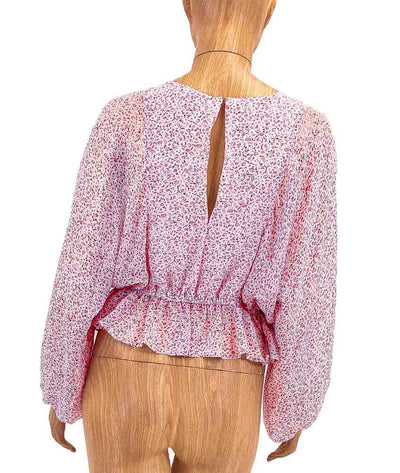 LoveShackFancy Clothing XS Silk Floral Peplum Blouse