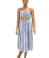 LoveShackFancy Clothing XS Spaghetti Strap Striped Midi Dress