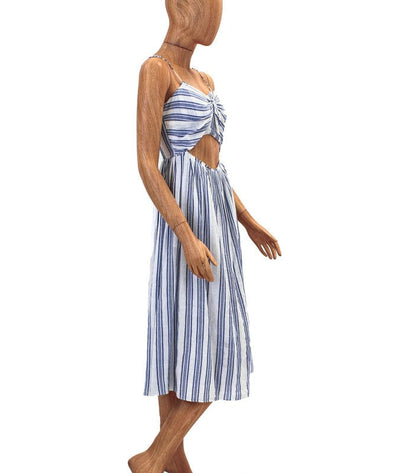 LoveShackFancy Clothing XS Spaghetti Strap Striped Midi Dress