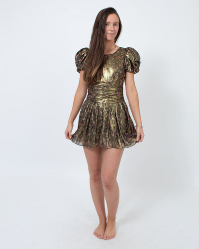 LoveShackFancy Clothing XS | US 0 Metallic Floral Print Dress