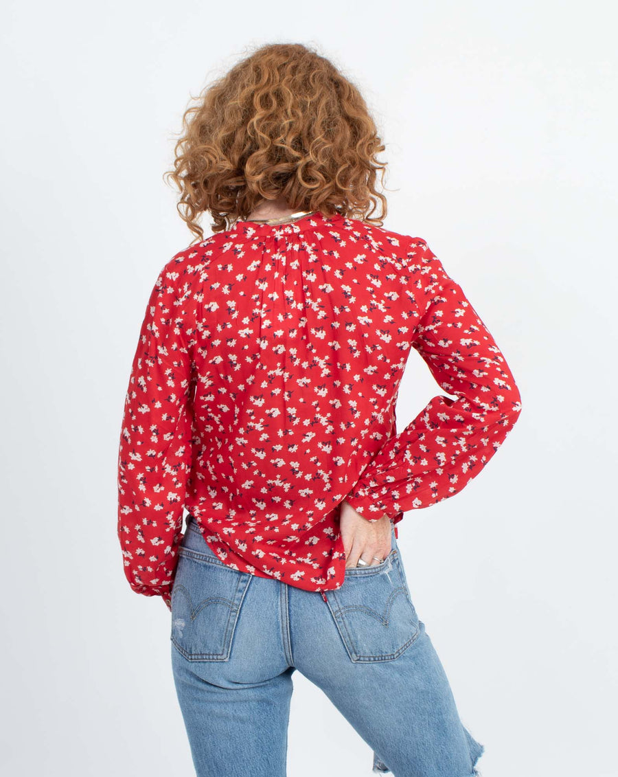 Lucky Brand Clothing XS Red Floral Blouse