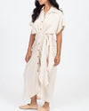 MABLE Clothing Small Satin Button Down Midi Dress