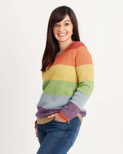 MADELEINE THOMPSON Clothing Large Annurca Rainbow Top Cashmere Sweater