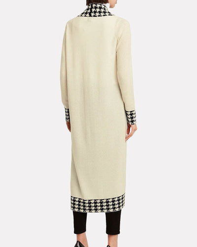 MADELEINE THOMPSON Clothing Medium "Anita" Houndstooth Trimmed Duster
