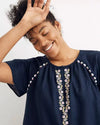 Madewell Clothing Large "Embroidered Linen-Blend Raglan" Dress