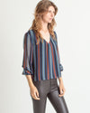 Madewell Clothing Small Striped V-Neck Blouse