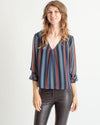 Madewell Clothing Small Striped V-Neck Blouse