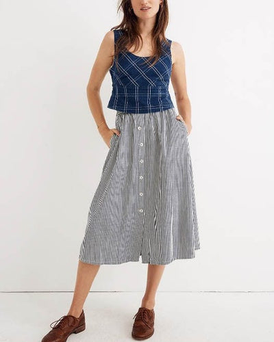 Madewell Clothing Small | US 4 "Palisade Button-Front Midi Skirt"