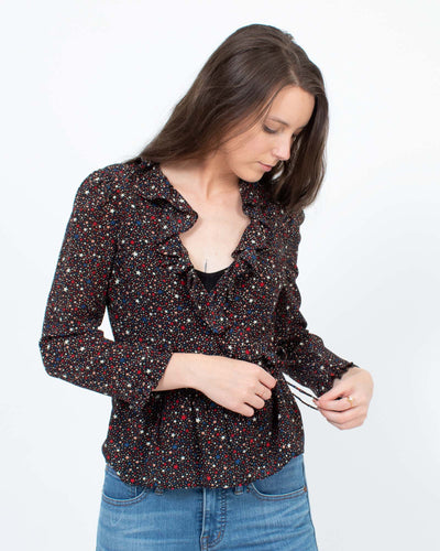 Madewell Clothing XS Star Print Wrap Blouse