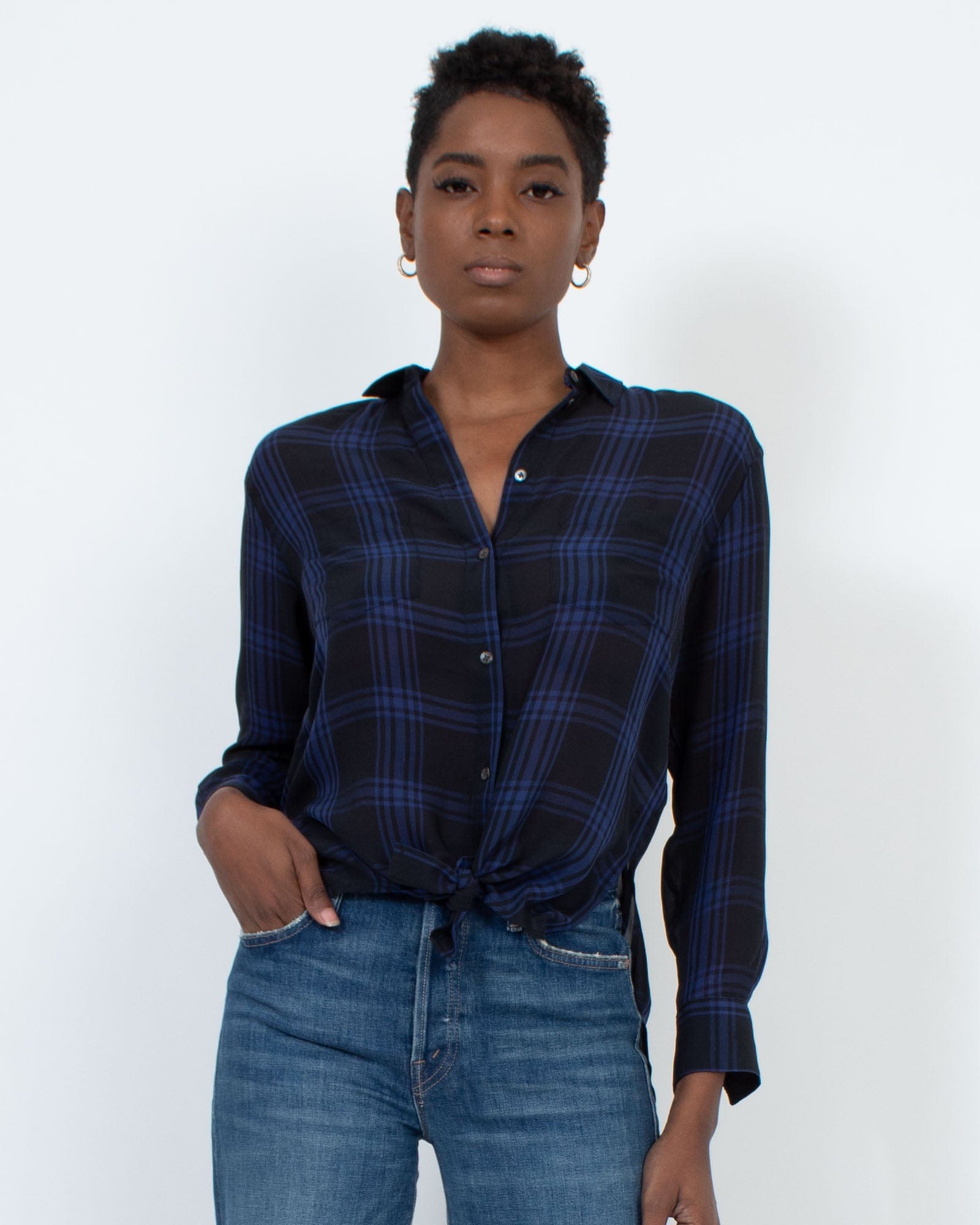 Sheer plaid sales shirt