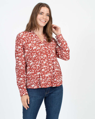Maeve Clothing Medium | US 10 "Casia" Safari Print Button Down