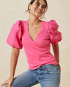 Maeve Clothing Small Puff Sleeve Wrap Top