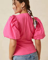 Maeve Clothing Small Puff Sleeve Wrap Top