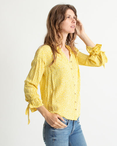 Maeve Clothing XS | US 2 Printed Yellow Blouse