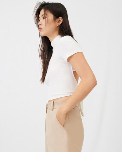 maje Clothing Small Ribbed Tie Back T-Shirt