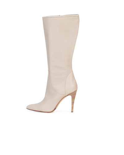 Manolo Blahnik Shoes Large | US 10.5 I IT 40.5 Bone Mid-Calf Leather High-Heel Boots