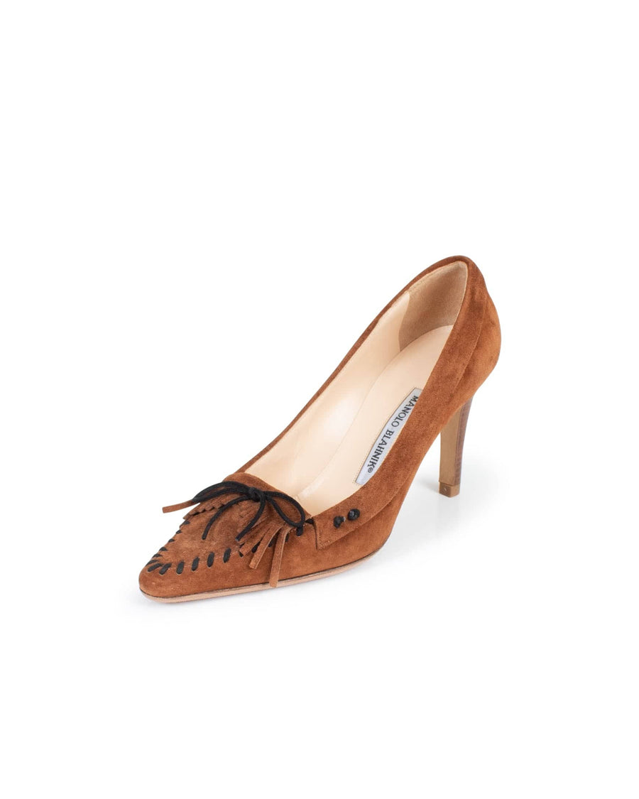 Manolo Blahnik Shoes Medium | 37 Suede Moccasin Pumps