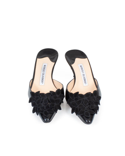 Manolo Blahnik Shoes Medium | 7.5 I 37.5 Black Floral Pump