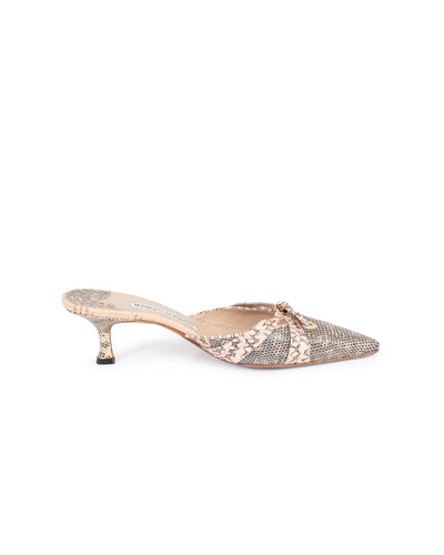 Manolo Blahnik Shoes Medium | 7 I 37 Snakeskin Bow Heels