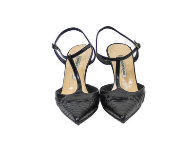 Manolo Blahnik Shoes Medium | US 8.5 Python T-Strap Pointed Toe Low Heels