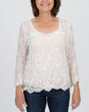 Mes Demoiselles Clothing Medium Sheer Embroidered Blouse