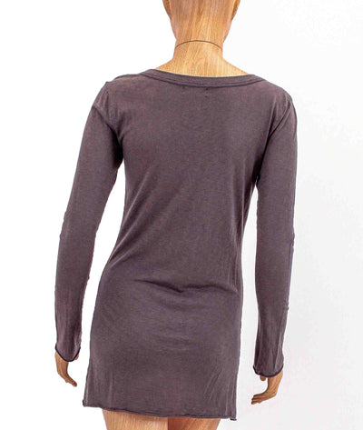Michael Stars Clothing One Size Supima Long Sleeve Raw Edge Tee