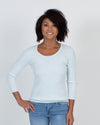 Michael Stars Clothing XS 3/4 Sleeve Wide Rib Scoop Neck Henley Top