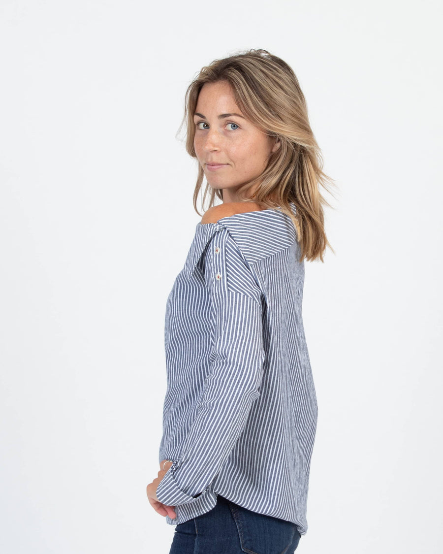 Michael Stars Clothing XS Striped Off The Shoulder Blouse