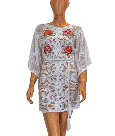 Miguelina Clothing XS "Claudia" Floral Crochet Coverup Dress