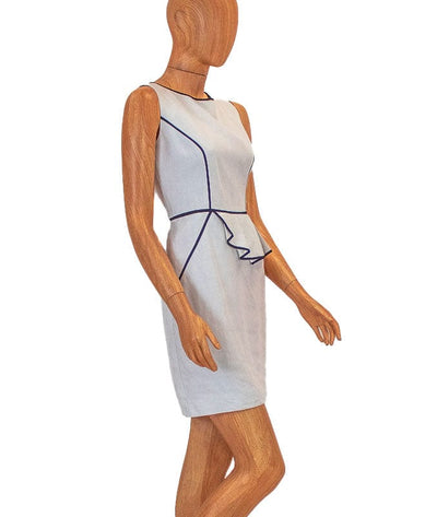 MILLY Clothing Small | US 4 White Pencil Dress with Black Trim