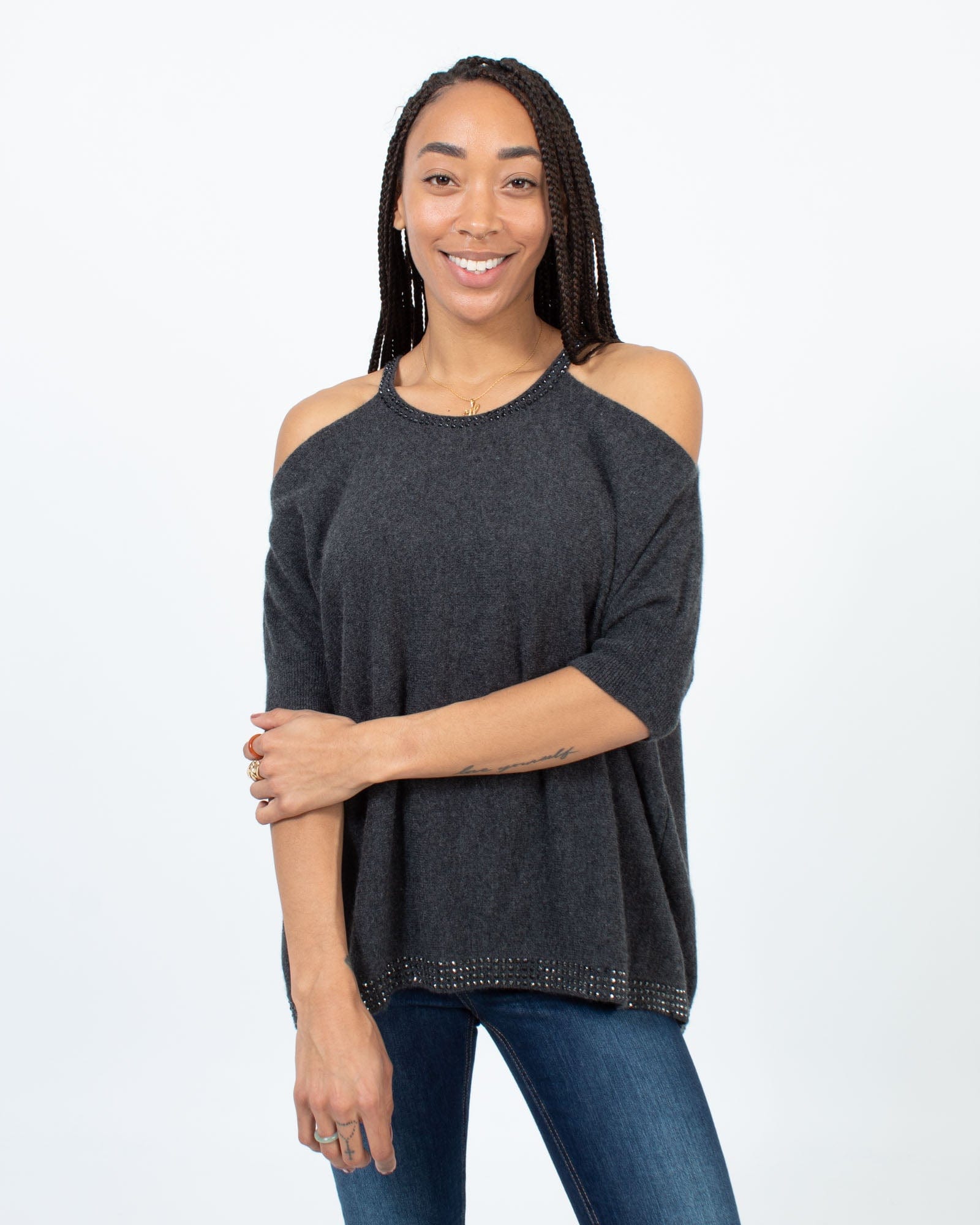 Minnie rose off shop the shoulder sweater