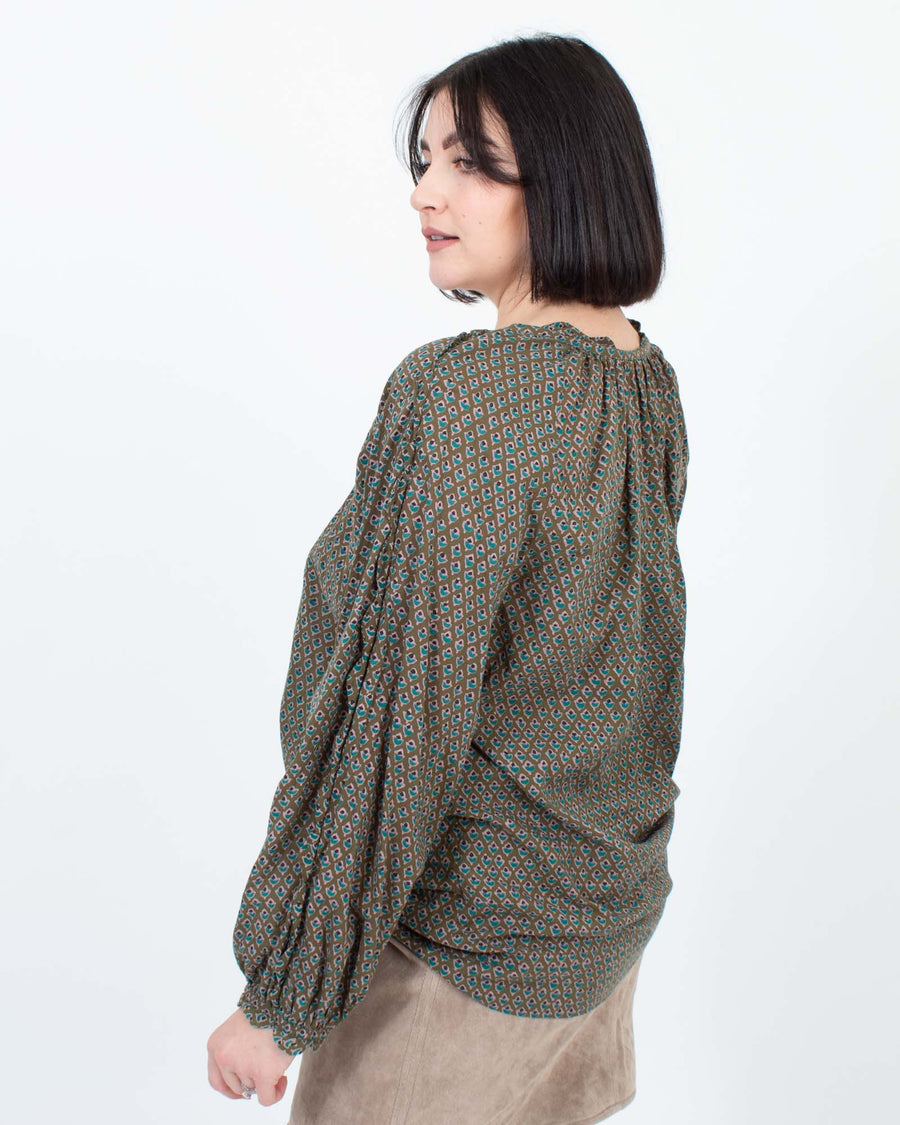 Mirth Clothing Large Printed Long Sleeve Blouse