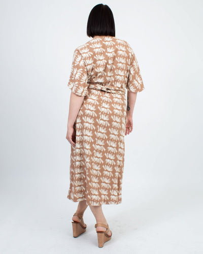 Mirth Clothing Medium Short Sleeve Patterned Wrap Midi Dress