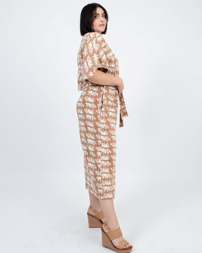 Mirth Clothing Medium Short Sleeve Patterned Wrap Midi Dress