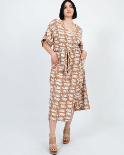Mirth Clothing Medium Short Sleeve Patterned Wrap Midi Dress