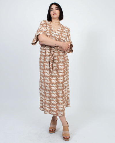 Mirth Clothing Medium Short Sleeve Patterned Wrap Midi Dress