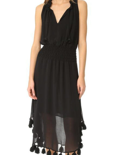 MISA LOS ANGELES Clothing Small "Athena" Black Tassel Dress
