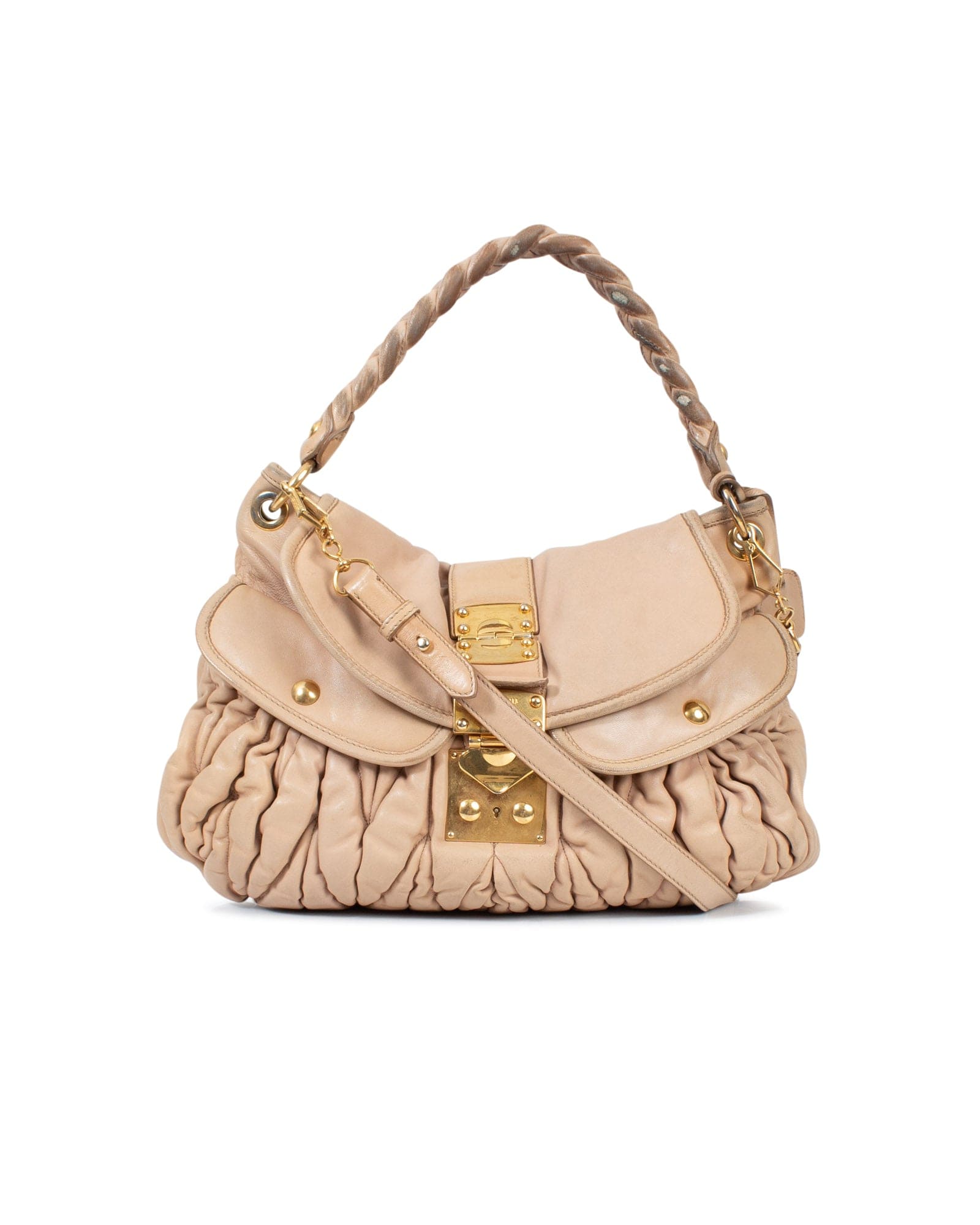 Tan Leather Matelasse Purse - The Revury